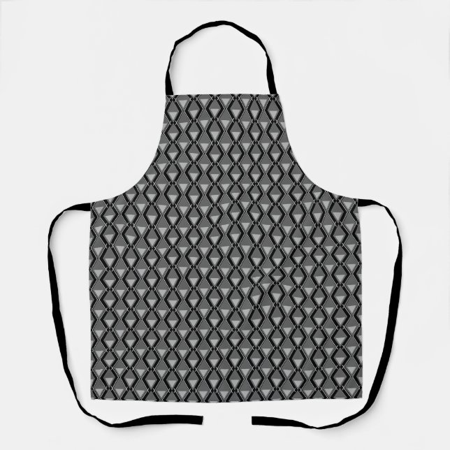 black white geometric art deco print apron (Front)