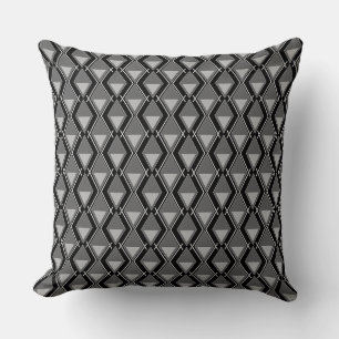 black white geometric art deco print cushion