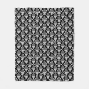 black white geometric art deco print fleece blanket