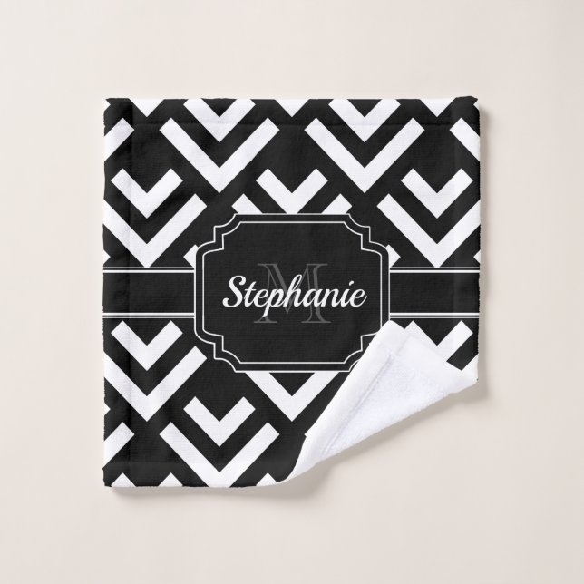 Black & White Geometric Bath Towel Set (Wash Cloth)