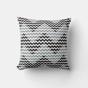 Black & White Geometric Chevron Stripes Pattern Cushion