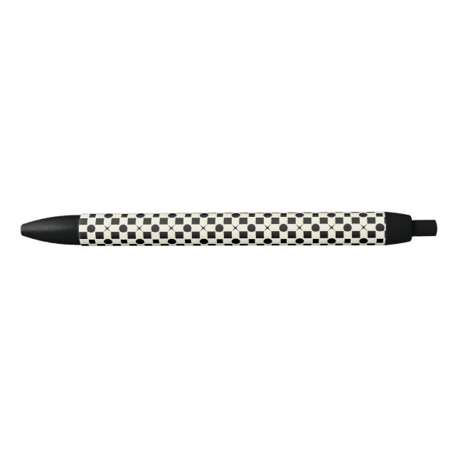 ⚫⚪ Black White Geometric Circles Minimal Pattern  Ink Pen (Front)