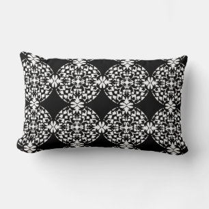 Black White Geometric Circles Pattern Custom Colou Lumbar Cushion