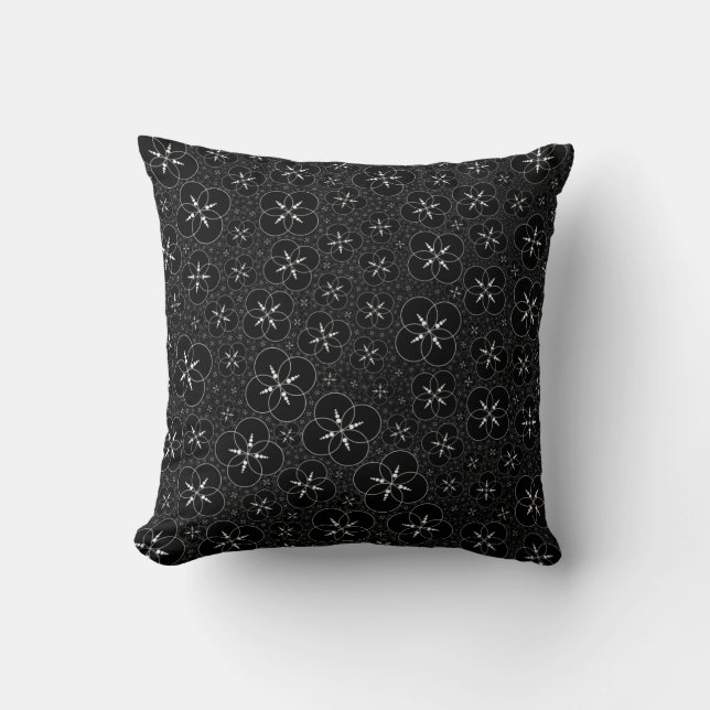 Black White Geometric Crop Circle Cushion (Front)