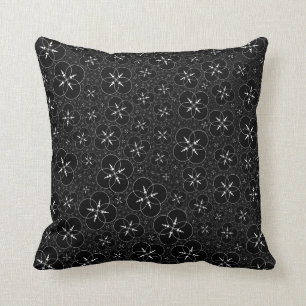 Black White Geometric Crop Circle Cushion