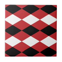 Black White Geometric Diamond On Red Background 