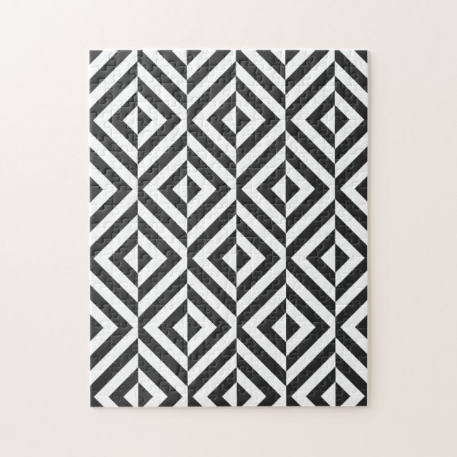 Black/White Geometric Diamond Pattern Frustrating Jigsaw Puzzle (Vertical)