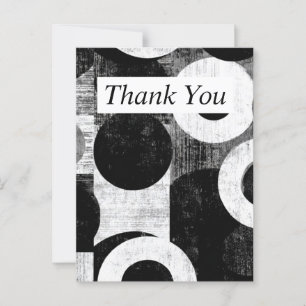 Black & White Geometric Distressed Thank You Card