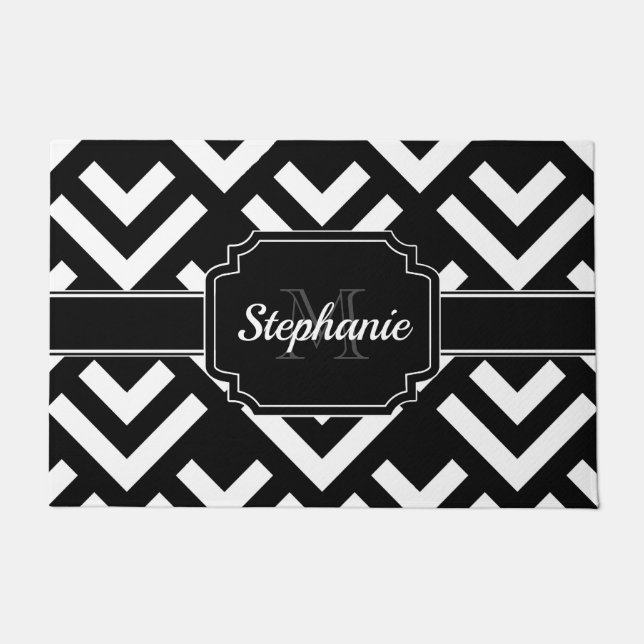 Black & White Geometric Doormat (Front)