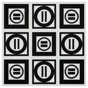 Black & White Geometric Equal Sign Pattern Fabric