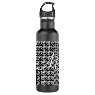 Black & White Geometric Initial Monogram 710 Ml Water Bottle