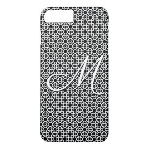 Black & White Geometric Initial Monogram iPhone 8 Plus/7 Plus Case