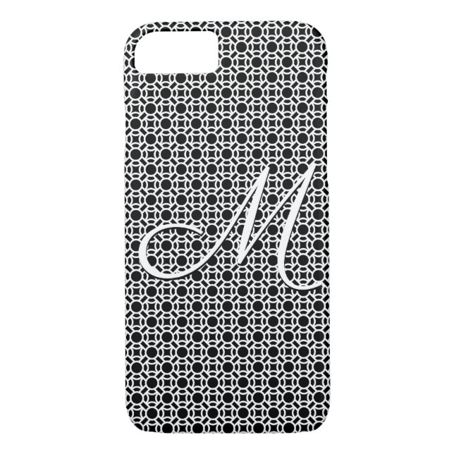 Black & White Geometric Initial Monogram Case-Mate iPhone Case (Back)