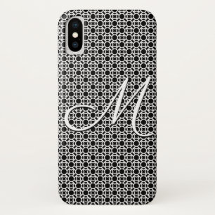 Black & White Geometric Initial Monogram iPhone X Case