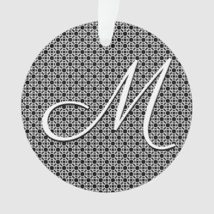Black & White Geometric Initial Monogram Ornament