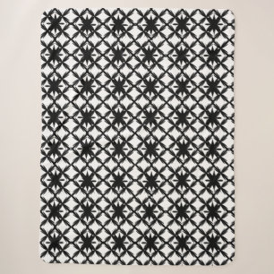 Black & White Geometric Lattice Pattern Blanket 
