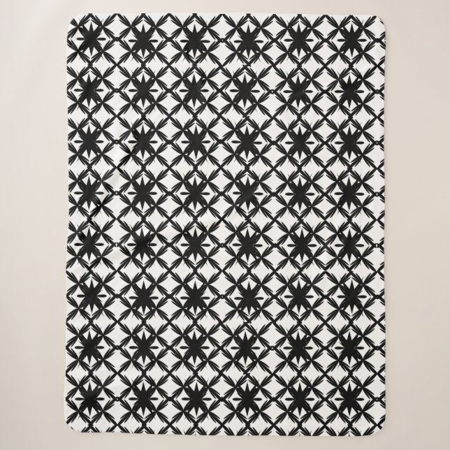 Black & White Geometric Lattice Pattern Blanket  (Front)