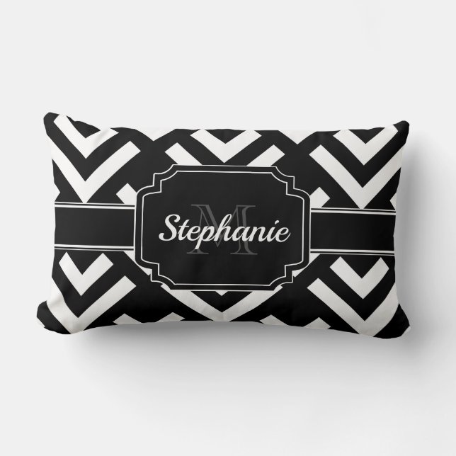 Black & White Geometric Lumbar Cushion (Front)