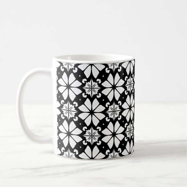 ☕ Black White Geometric Modern Gift ⚫⚪ Coffee Mug (Left)