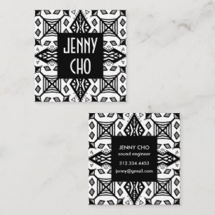 Black & White Geometric Modern Pattern Square Business Card
