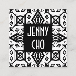 Black & White Geometric Modern Pattern Square Business Card