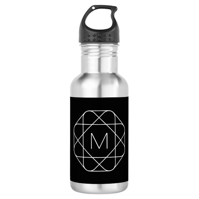 Black & White Geometric Monogram 710 Ml Water Bottle (Front)