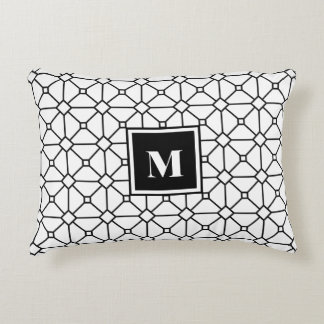 Black & White Geometric Monogram Accent Pillow