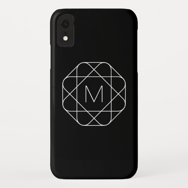 Black & White Geometric Monogram Case-Mate iPhone Case (Back)