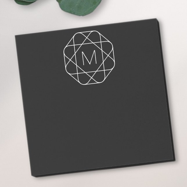 Black & White Geometric Monogram Post-it Notes (Creator Uploaded)