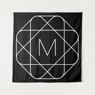 Black & White Geometric Monogram Tapestry