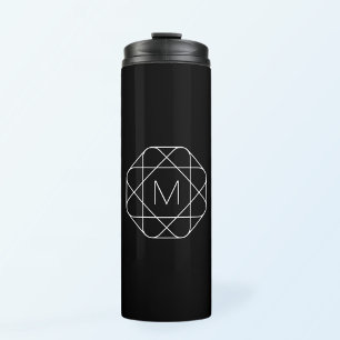 Black & White Geometric Monogram Thermal Tumbler