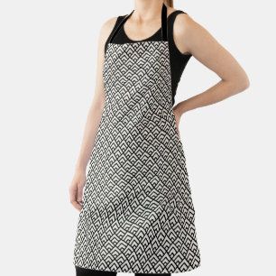 Black & White Geometric Pattern Apron