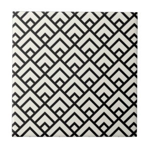 Black & White Geometric Pattern Ceramic Tile
