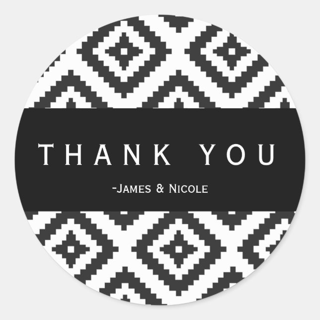 Black & White Geometric Pattern Chic Sticker (Front)