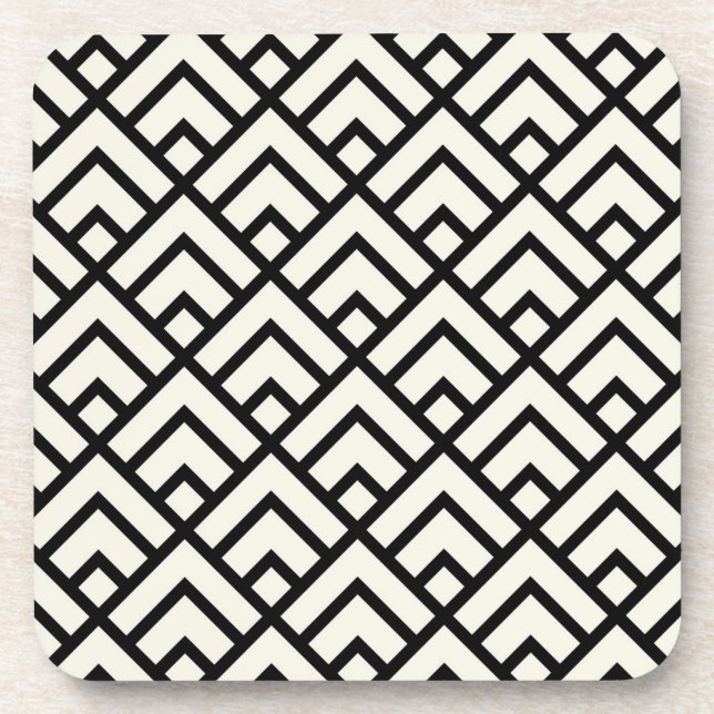 Black & White Geometric Pattern Coaster (Front)