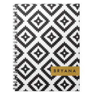 Black & White Geometric Pattern Custom Notebook