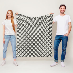 Black & White Geometric Pattern Fleece Blanket