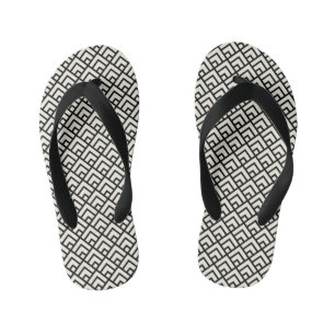 Black & White Geometric Pattern Kid's Thongs