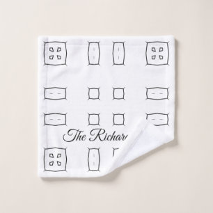 Black White Geometric Pattern Minimal Abstract Wash Cloth