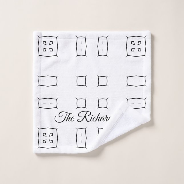 Black White Geometric Pattern | Minimal Abstract Wash Cloth (Wash Cloth)