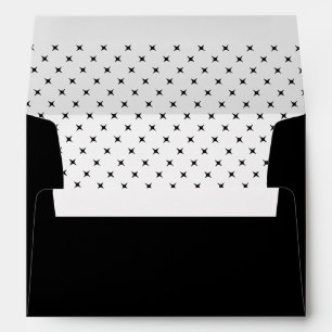 Black white geometric pattern monogram wedding envelopes