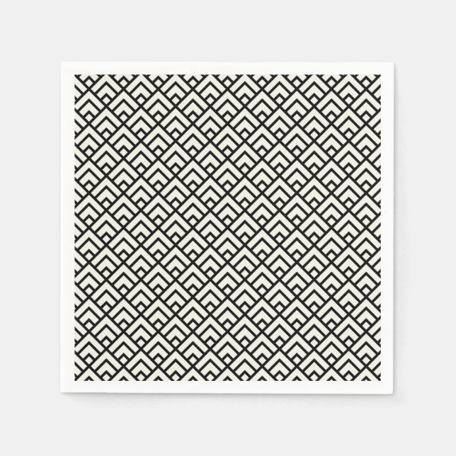 Black & White Geometric Pattern Napkin (Front)