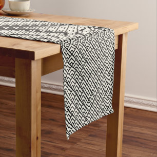 Black & White Geometric Pattern Short Table Runner
