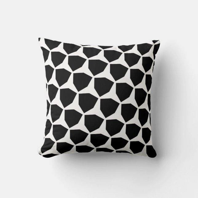 Black & White Geometric Pattern Throw Pillow (Front)