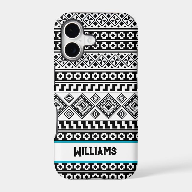 Black White Geometric Polynesian Tribal Monogram (Back)