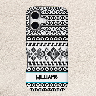 Black White Geometric Polynesian Tribal Monogram