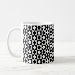 Black White Geometric Rhombus Diamond Coffee Mug