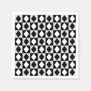 Black White Geometric Rhombus Diamond Napkin