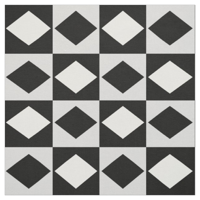 Black White Geometric Rhombus Diamond Shape  Fabric (Swatch)