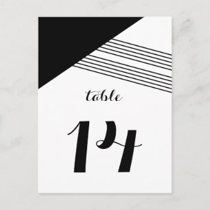 Black White Geometric Stripe Table Postcard